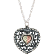 Black Hills Gold Sterling Silver and 12K Gold Oxidized Heart Pendant