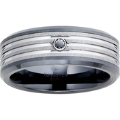 Tungsten and Ceramic Band with Black Diamond Accent