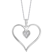 10K White Gold Heart Pendant with Diamond Accents