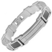 Stainless Steel and Carbon Fiber 1/2 CTW Diamond Bracelet