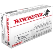 Winchester USA 9mm 115 Gr. Jacketed Hollow Point, 50 Rounds
