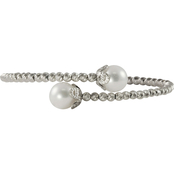 Sterling Silver 5-9mm Rice Shaped Cultured Freshwater Pearl Cuff Bracelet