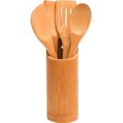 Lipper Bamboo Kitchen Utensil Holder with 4 Tools