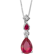 Sterling Silver Created Ruby and Created White Sapphire Pendant