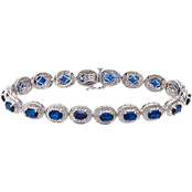 Sterling Silver Lab-Created Sapphire Bracelet with Diamond Accents