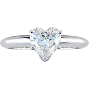 14K White Gold 1 ct. Heart Shaped Diamond Solitaire Ring, Size 7