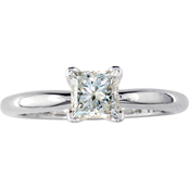 14K White Gold 1 ct. Princess Cut Diamond Solitaire Ring, Size 7