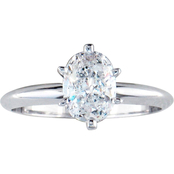 14K White Gold 1 ct. Oval Cut Diamond Solitaire Ring, Size 7