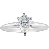 14K White Gold 1 ct. Pear Cut Diamond Solitaire Ring, Size 7