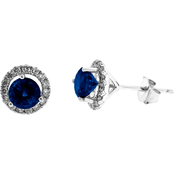 Sterling Silver 1/7 CTW Sapphire and Diamond Earrings