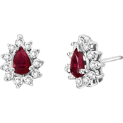 14K White Gold 1/3 CTW Ruby and Diamond Earrings