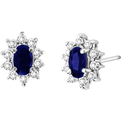 14K White Gold 1/3 CTW Sapphire and Diamond Earrings