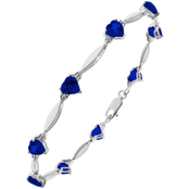 Sterling Silver Created Sapphire Birthstone Bracelet with Diamond Accents - September