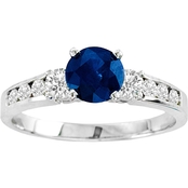 14K White Gold 3/8 CTW Sapphire and Diamond Engagement Ring, Size 7