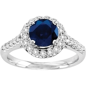 14K White Gold 3/8 CTW Sapphire and Diamond Engagement Ring