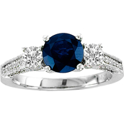 14K White Gold 5/8 CTW Sapphire and Diamond Engagement Ring