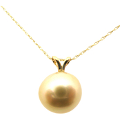 14K Yellow Gold 10-11mm Golden South Sea Pearl Pendant