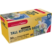 Exchange Select Tall Kitchen Bags, 13 Gallon, .69 Mil, Clear, 30 pk.
