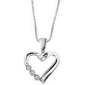Love Honor Cherish Sterling Silver 1/8 CTW Three Stone Heart Pendant Certified