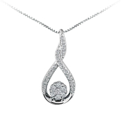 Love Honor Cherish Sterling Silver 1/5 CTW Diamond Drop Pendant