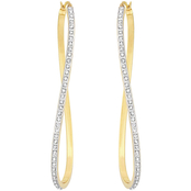 18K Yellow Gold over Sterling Silver Diamond Accent Extra-Large Oval Hoop Earrings