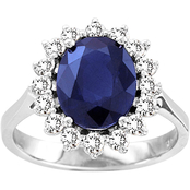 14K White Gold 5/8 CTW Sapphire Ring with Diamond Accents, Size 7