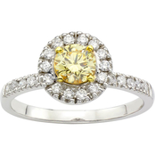 18K Two Tone Gold 7/8 CTW Fancy Yellow and White Diamond Ring, Size 7