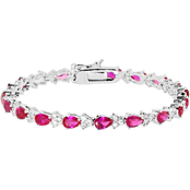 Sterling Silver Created Ruby and White Sapphire Bracelet