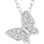 Sterling Silver 1/10 CTW Diamond Butterfly Pendant