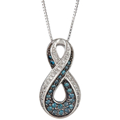 Sterling Silver 1/3 CTW Blue and White Diamond Pendant