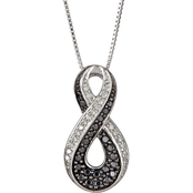 Sterling Silver 1/3 CTW Black and White Diamond Pendant