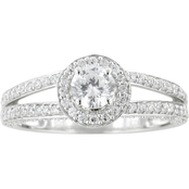 14K White Gold 1 CTW Halo Style Diamond Engagement Ring