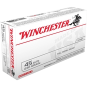 Winchester USA .45 ACP 230 Gr. FMJ, 50 Rounds