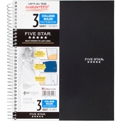 Five Star Wirebound College Ruled 3 Subject Notebook, 150 Sheets
