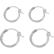 Sterling Silver Polished Hoop Earrings Set