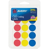 Avery Assorted Color Coding Labels .75 in. Round, 315 pk.