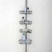 Zenith Products Tension Mount Steel Shower Pole Caddy in Satin Nickel