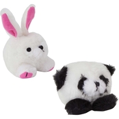 Petmate Zoobilee Squatters Panda and Rabbit Plush Dog Toys, Small