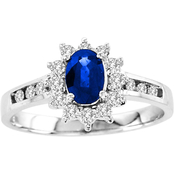 14K White Gold 1/4 CTW Diamond and Sapphire Ring