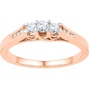 14K Rose Gold 1/4 CTW Diamond 3 Stone Ring