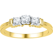 10K Yellow Gold 1/2 CTW 3 Stone Diamond Ring
