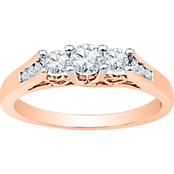 14K Rose Gold 1 CTW Diamond 3 Stone Plus Ring
