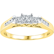 14K Yellow Gold 1/2 CTW Princess Cut Diamond 3 Stone Ring