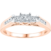 14K Rose Gold 1/2 CTW Princess Cut Diamond 3 Stone Ring