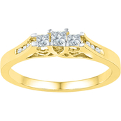 10K Yellow Gold 1/4 CTW 3 Stone Diamond Ring