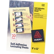 Avery Clear Self-Adhesive Laminating Sheets, 9 x 12 In., 10 Pk.