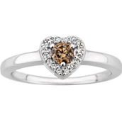 10K White Gold 1/7 CTW Champagne and White Diamond Heart Ring