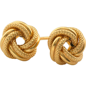 10K Yellow Gold Textured and Polished Love Knot Earrings