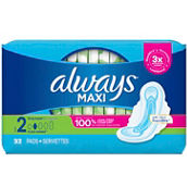 Always Maxi Size 2 Long Super Unscented Pads with Flexi-Wings 32 ct.