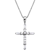 PAJ Sterling Silver Rhodiumtone Cubic Zirconia Cross Pendant Necklace 18 in.